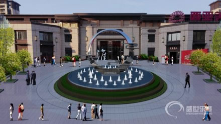 河南信阳小区入口水景喷泉设计